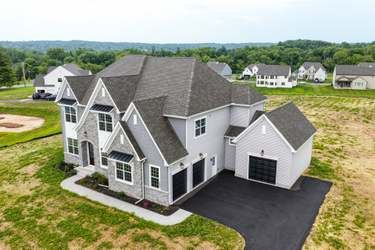Aerial view of a newly built home in a Montgomery County subdivision